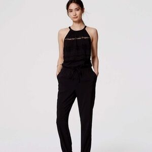 LOFT Black Halter Jumpsuit with Tapered Legs NWOT